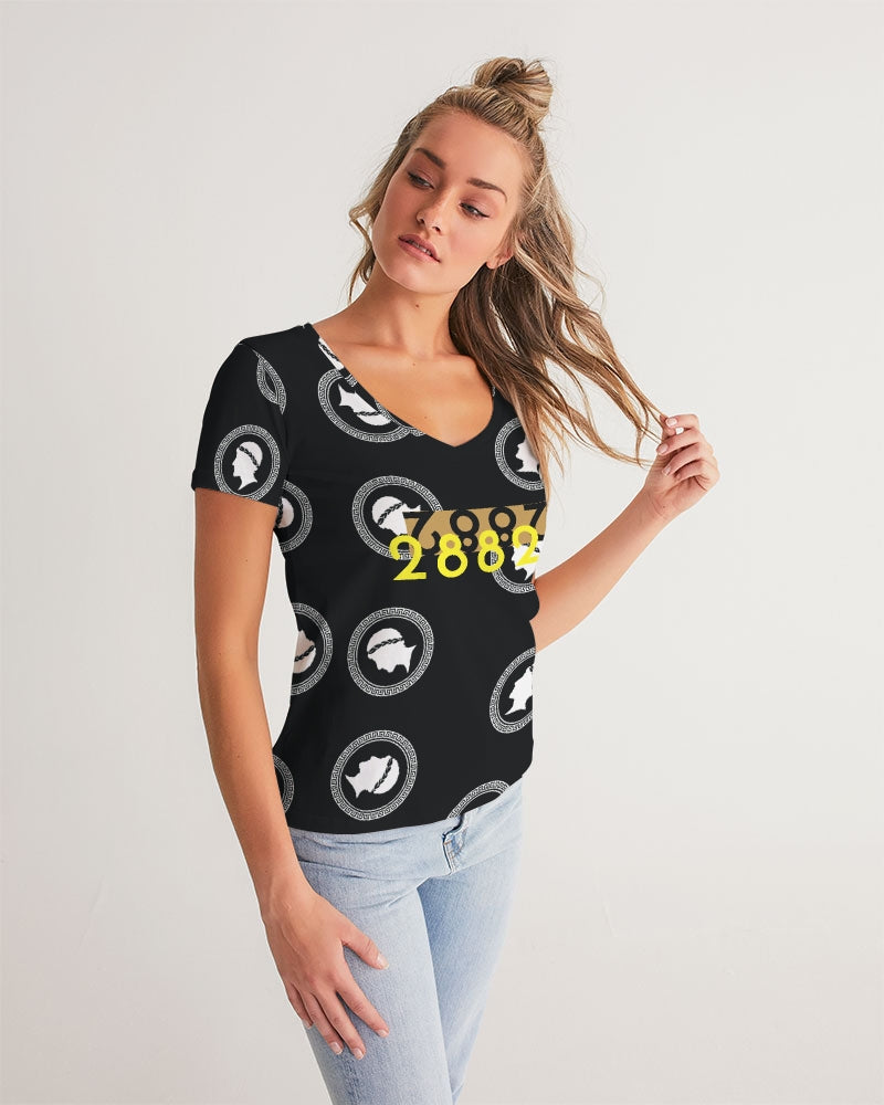 2882Sport™ Greeky Prepster Women's V-Neck Tee featuring a stylish V-neckline and soft fabric, perfect for casual or dressy occasions.