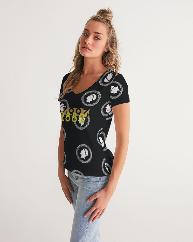 2882Sport™ Greeky Prepster Women's V-Neck Tee featuring a stylish V-neckline and soft fabric, perfect for casual or dressy occasions.