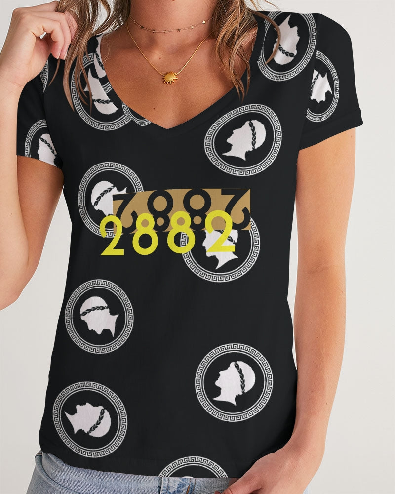 2882Sport™ Greeky Prepster Women's V-Neck Tee featuring a stylish V-neckline and soft fabric, perfect for casual or dressy occasions.