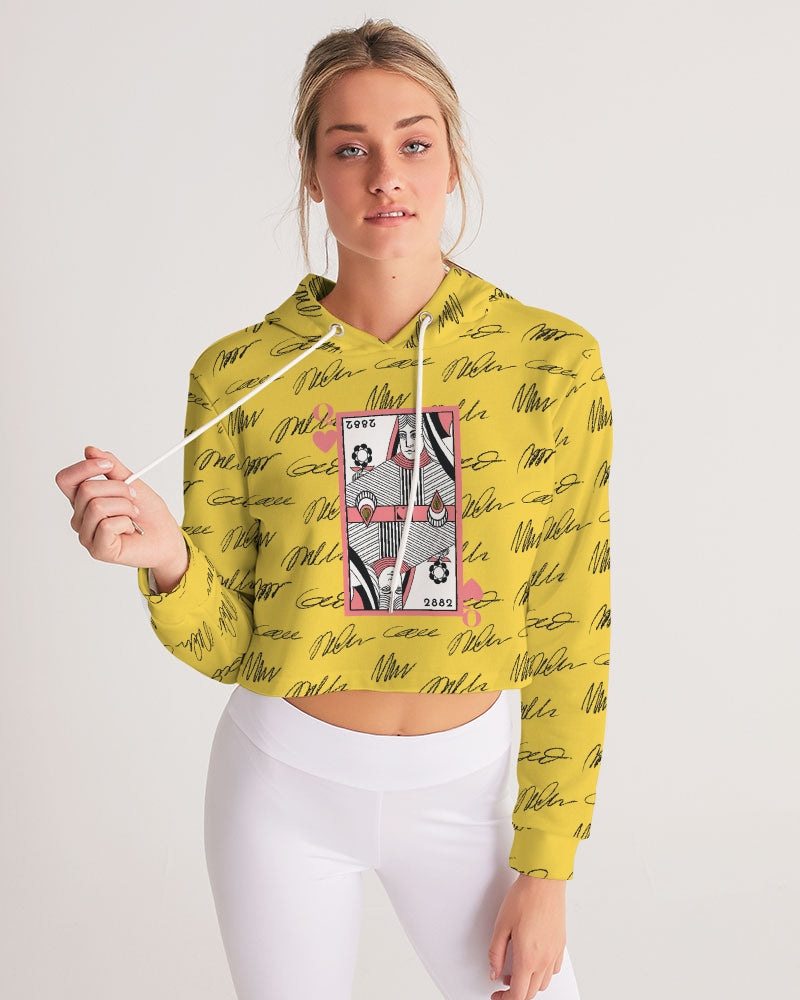 2882Sport™ Pre-Punk-Prep Women's Cropped Hoodie in soft fabric with adjustable hood and silver metal details, perfect for workouts and casual wear.