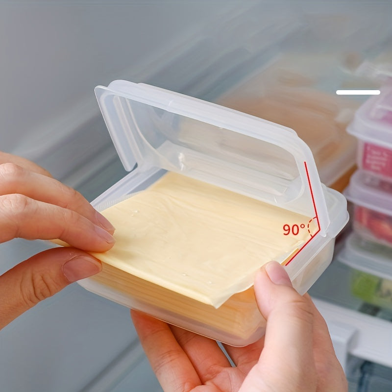 Two rectangular flip top food storage boxes made of durable PET material, ideal for versatile food storage.