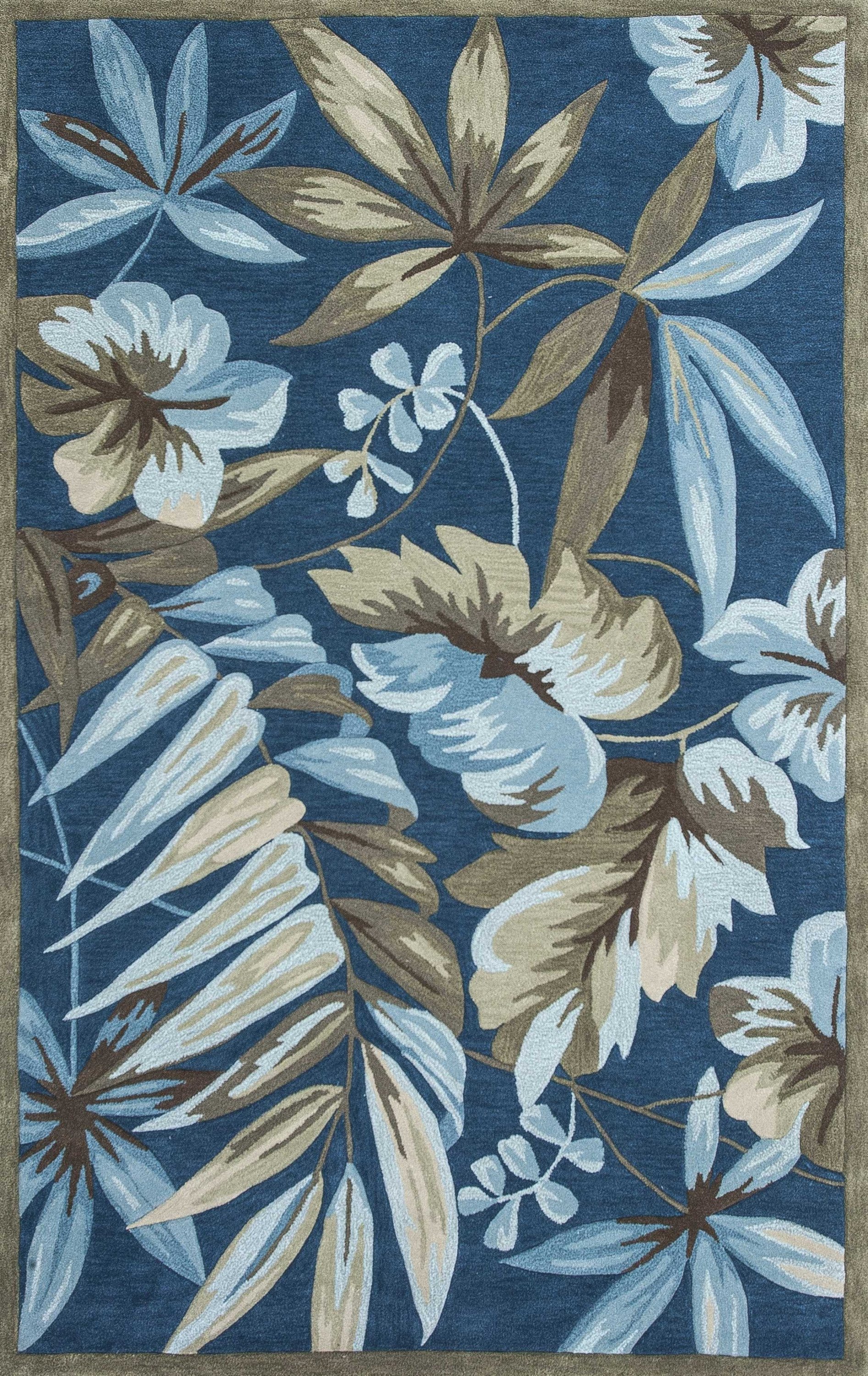 A vibrant 3' x 5' polyester ocean area rug featuring a tropical design, perfect for enhancing home decor.