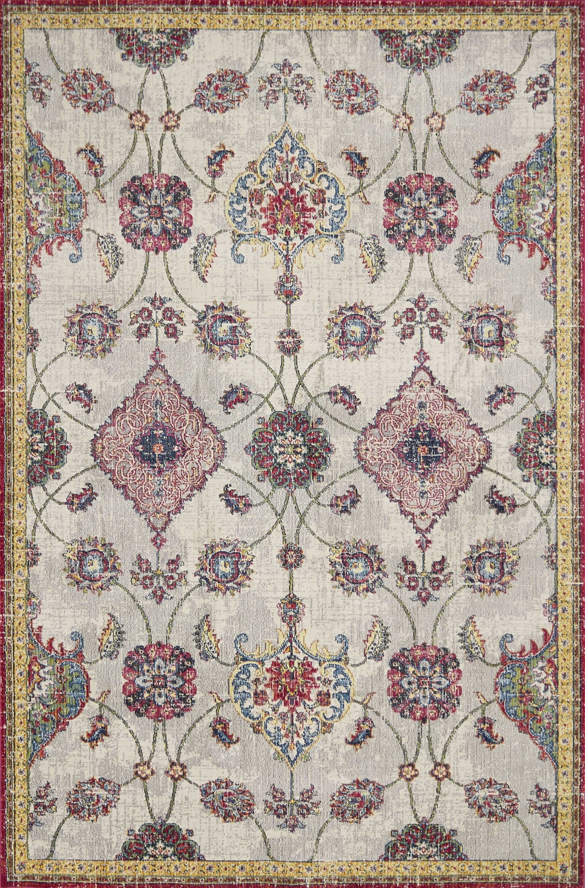 A beautiful 31" x 96" ivory polypropylene rug from the Dreamweaver Collection, showcasing elegant design and vibrant colors.