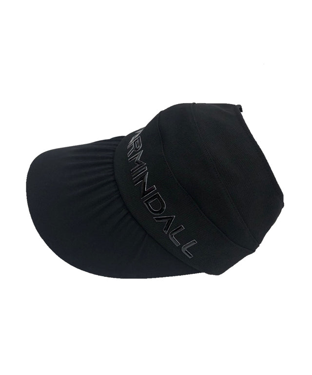 A stylish black 3D Logo Half-Cap Shirring Visor featuring a sophisticated shirring design and bold logo print.