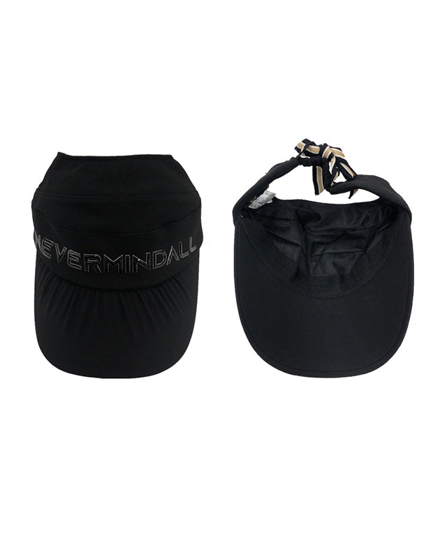 A stylish black 3D Logo Half-Cap Shirring Visor featuring a sophisticated shirring design and bold logo print.