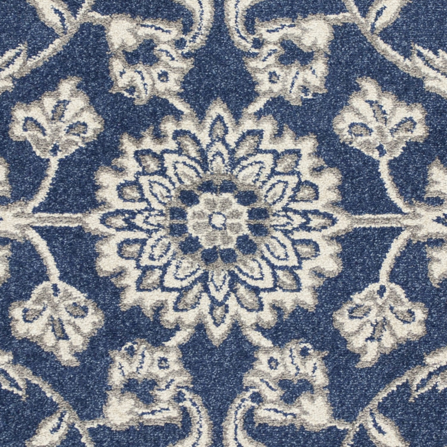 3x5 denim UV treated polypropylene area rug with elegant patterns, perfect for modern home decor.