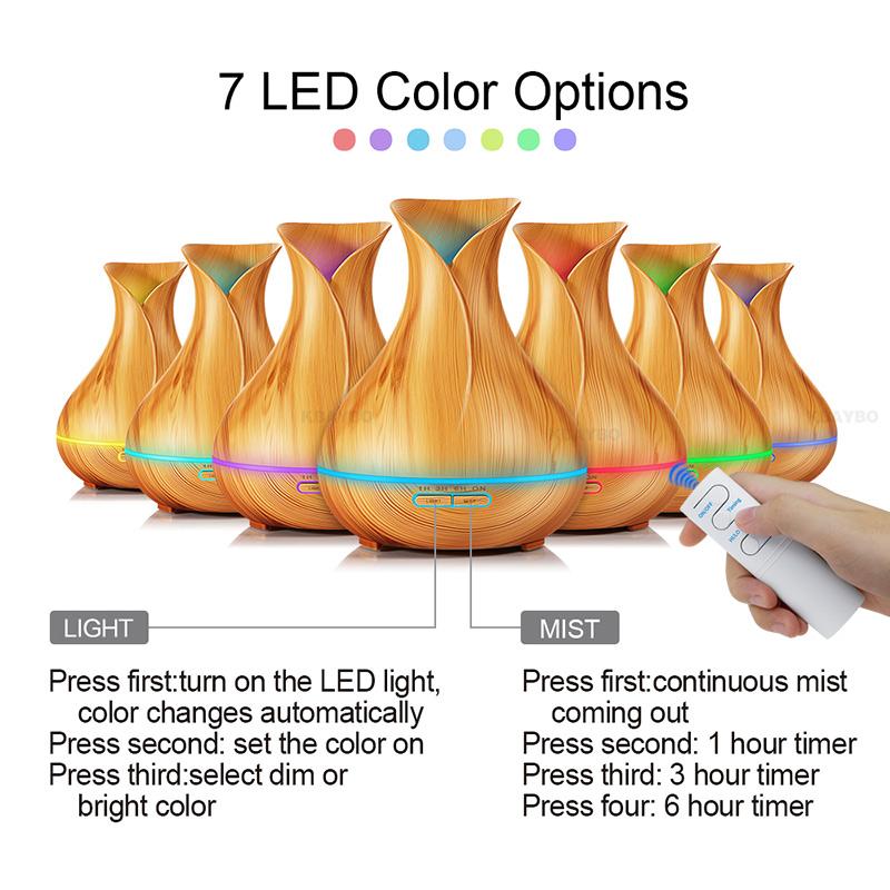 550ml Aroma Essential Oil Diffuser in yellow, showcasing its sleek design and mist output.