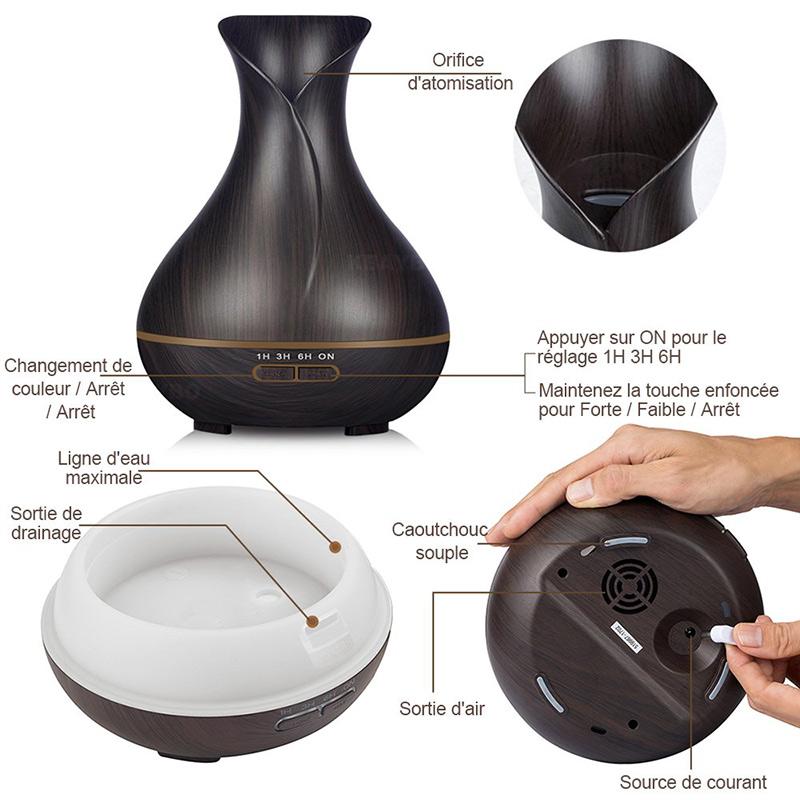 550ml Aroma Essential Oil Diffuser in yellow, showcasing its sleek design and mist output.