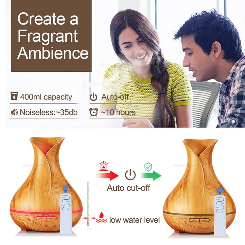 550ml Aroma Essential Oil Diffuser in yellow, showcasing its sleek design and mist output.