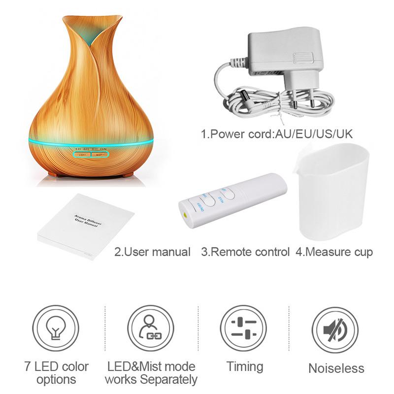 550ml Aroma Essential Oil Diffuser in yellow, showcasing its sleek design and mist output.