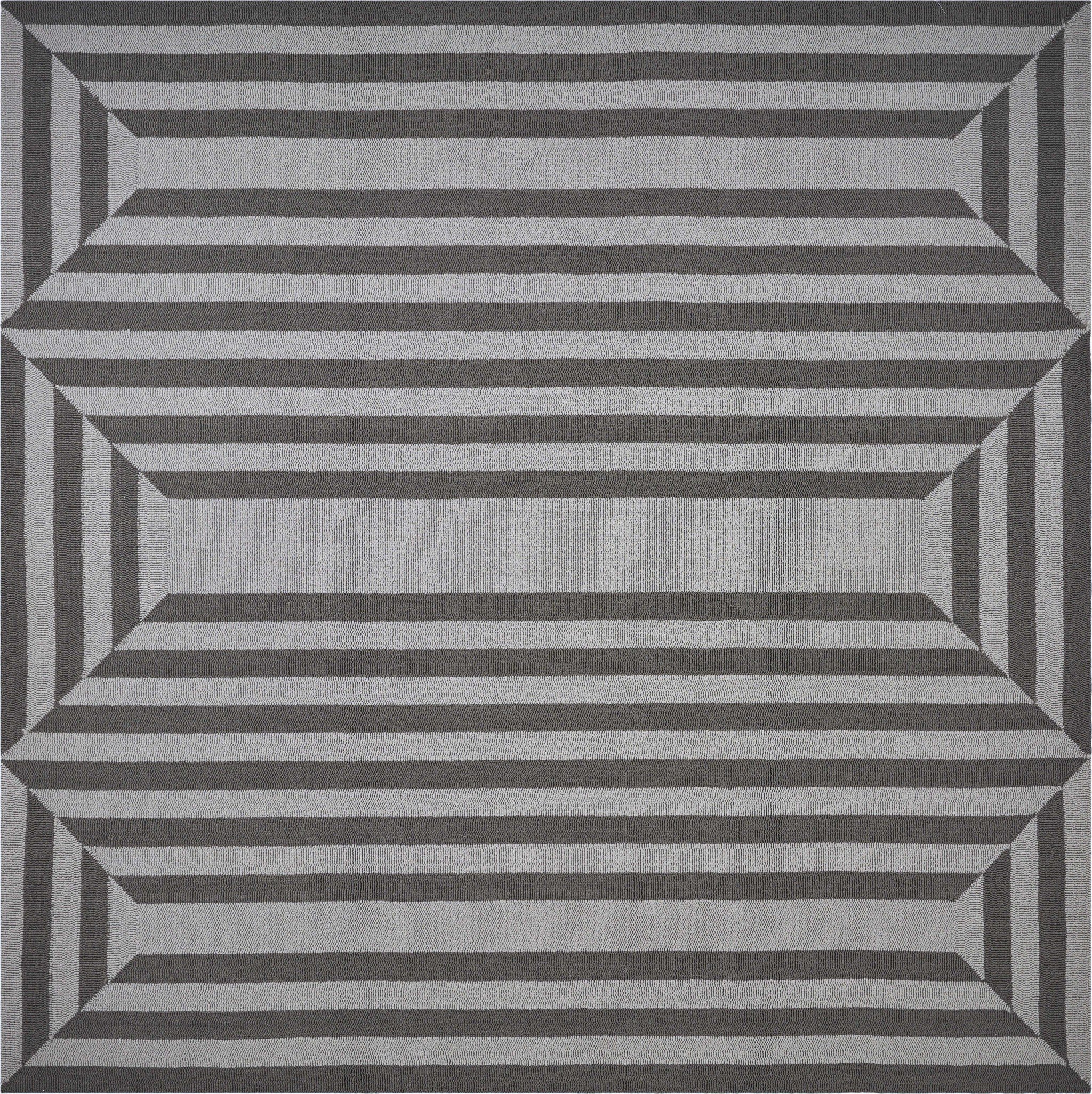 6' x 9' UV treated Polypropylene Charcoal Area Rug showcasing a modern design, perfect for indoor and outdoor use.