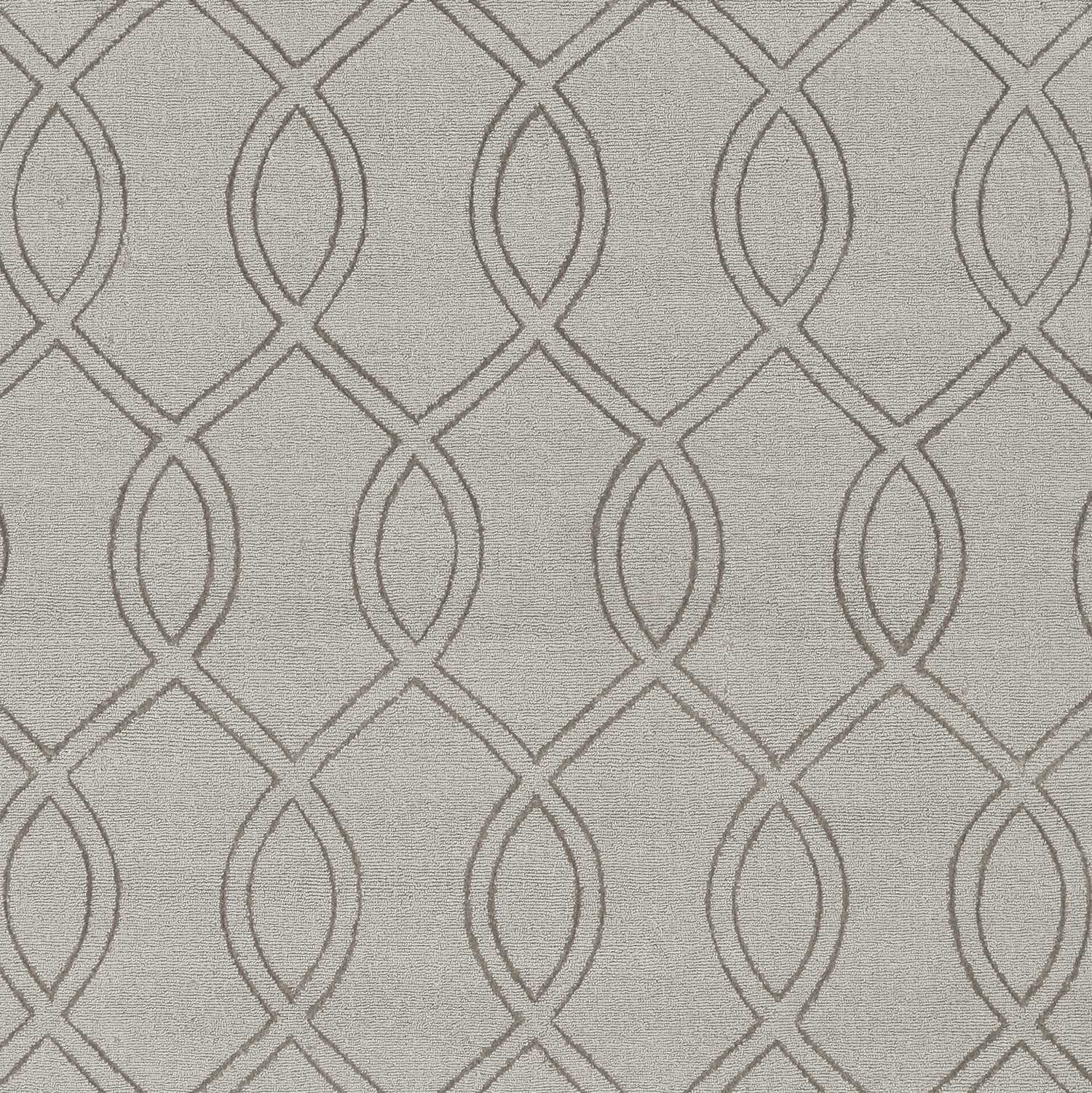 A 60" X 84" taupe polyester rug featuring elegant embossed patterns, perfect for enhancing home decor.