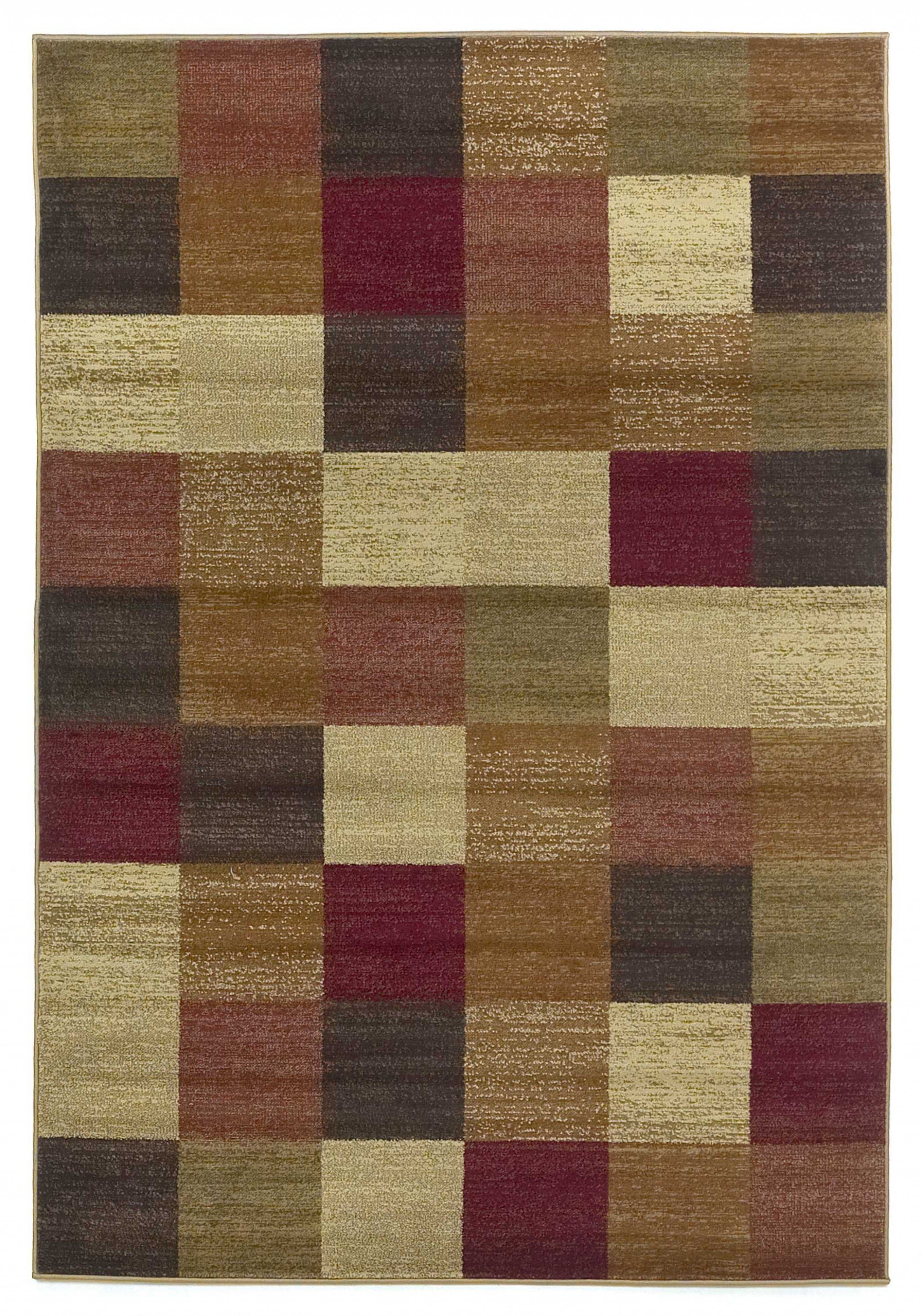 A stylish 63" X 63" beige polypropylene rug featuring a modern square pattern, perfect for enhancing home decor.