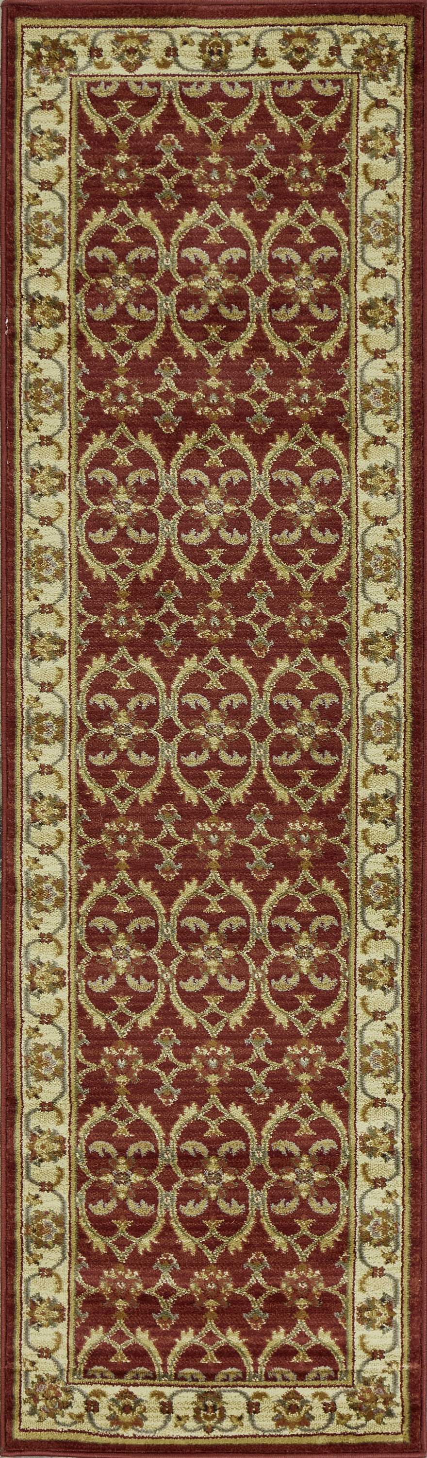 A stylish 63" x 91" Red or Ivory Polypropylene Rug featuring intricate patterns, perfect for enhancing home decor.