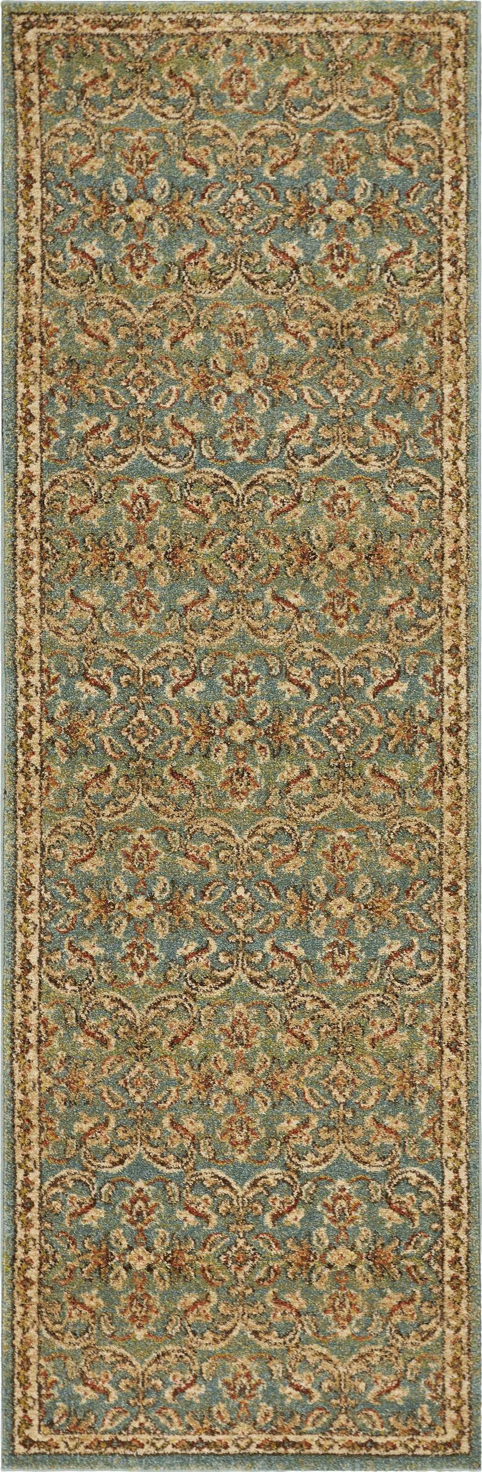 A vibrant 63" X 91" turquoise polypropylene rug with a soft texture, showcasing intricate patterns from the Cordoba collection.