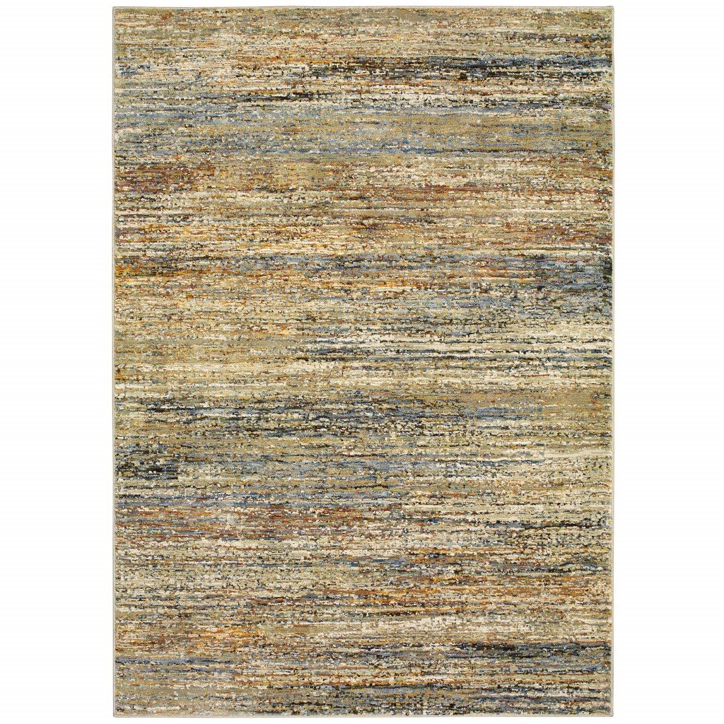 Gold and Green Abstract Area Rug showcasing a contemporary design with soft cut-pile texture, perfect for modern interiors.