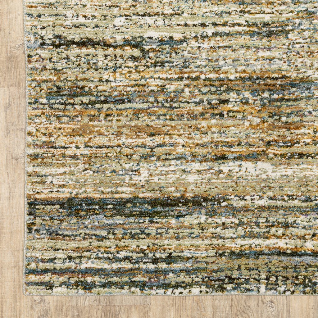 Gold and Green Abstract Area Rug showcasing a contemporary design with soft cut-pile texture, perfect for modern interiors.