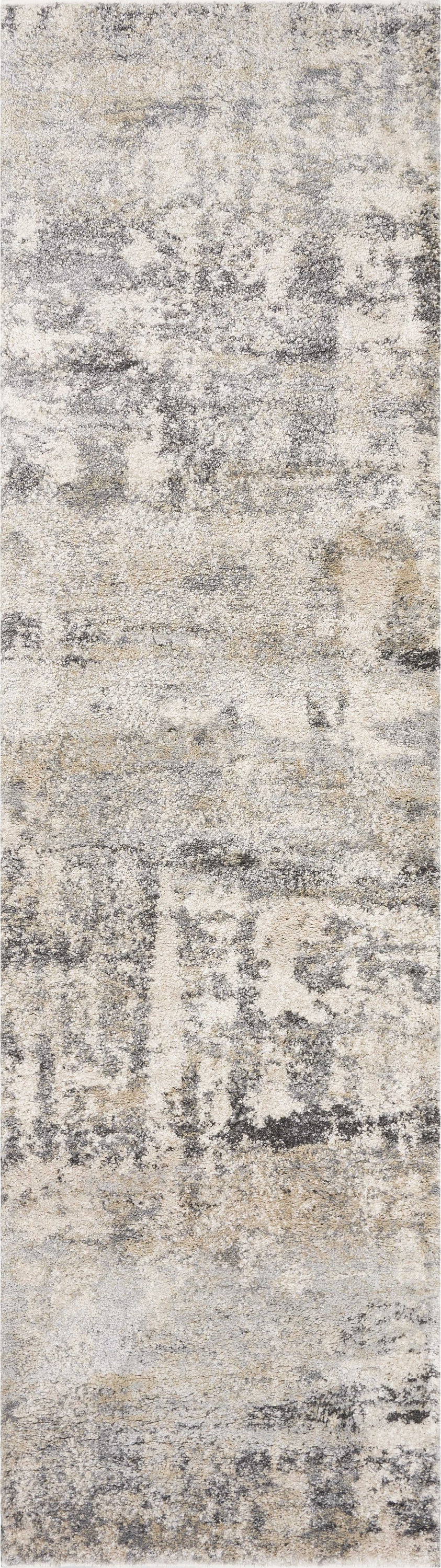 7-inch Natural Beige Machine Woven Abstract Brushstrokes Indoor Rug showcasing abstract patterns and a soft texture, perfect for home decor.