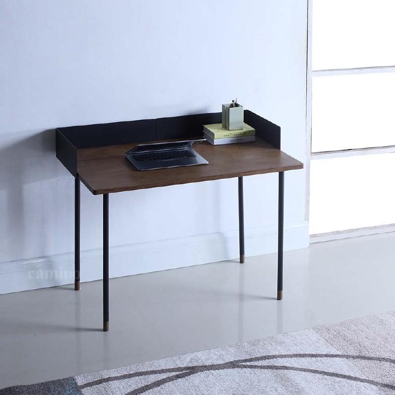 A stylish 83.6" x 83.6" x 60" beige veneer steel desk featuring a scandi design, perfect for enhancing any workspace.