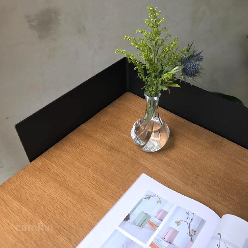 A stylish 83.6" x 83.6" x 60" beige veneer steel desk featuring a scandi design, perfect for enhancing any workspace.