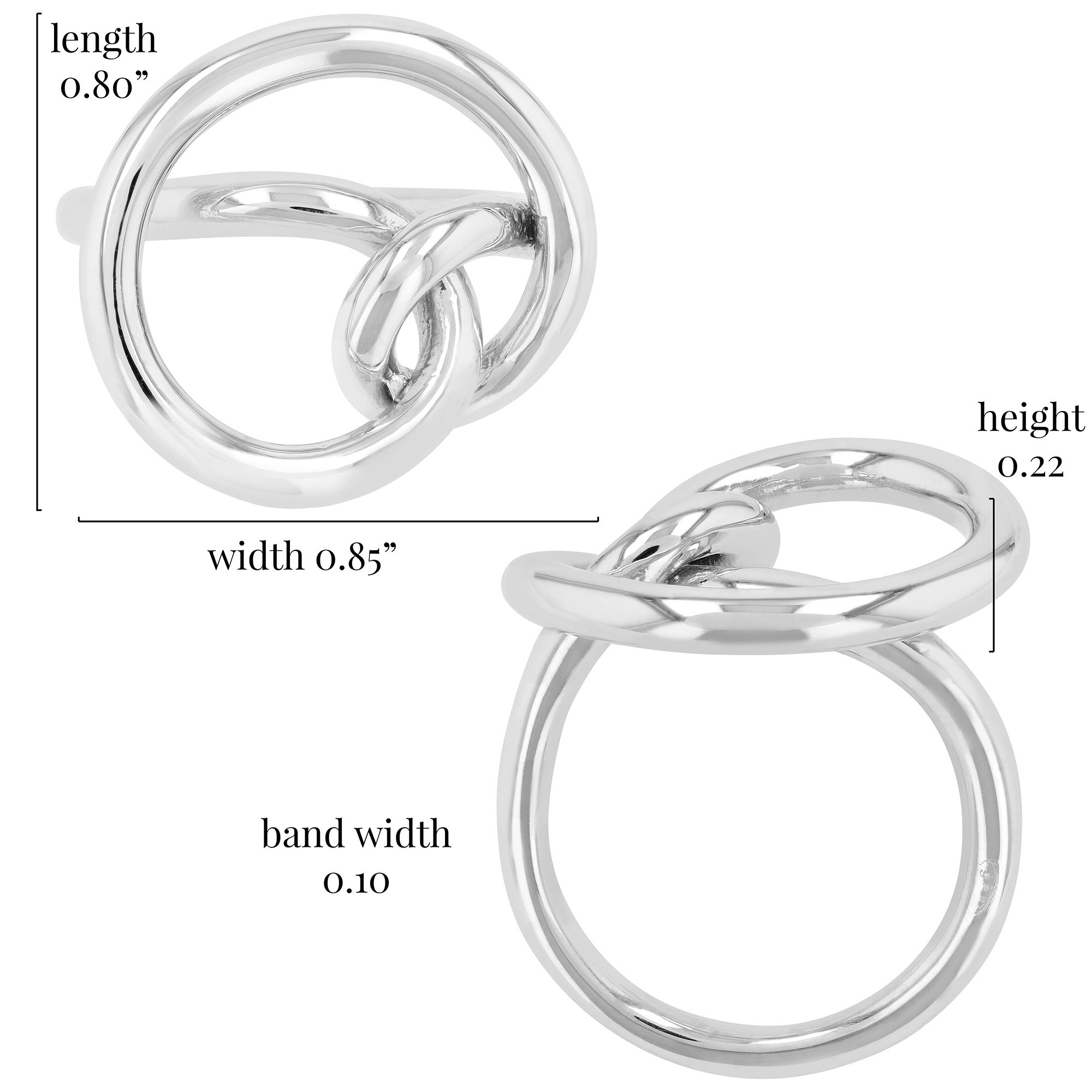 A beautiful 925 sterling silver knot ring showcasing its elegant design and clear anti-tarnish finish.