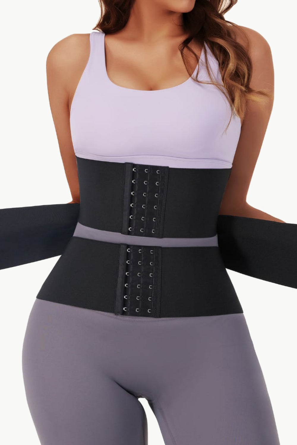 Adjustable 3-Strap Waist-Training Corset in solid color, showcasing its minimalist design and hook-and-eye closure.