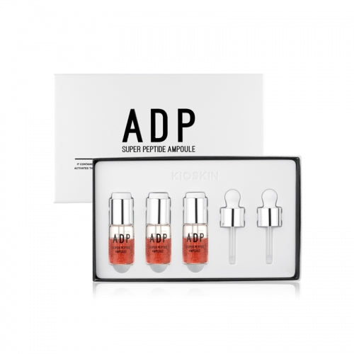 ADP Super Peptide Ampoule bottle showcasing its sleek design and label, highlighting its skincare benefits.