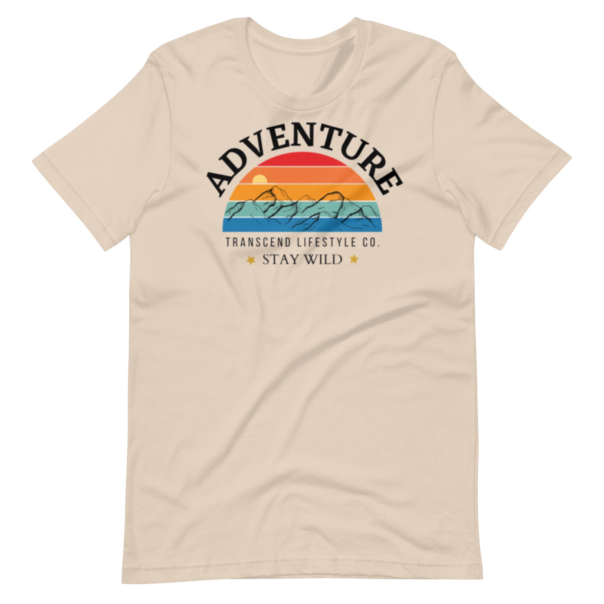 Adventure Unisex Tee in soft cotton fabric, showcasing its comfortable fit and stylish design.