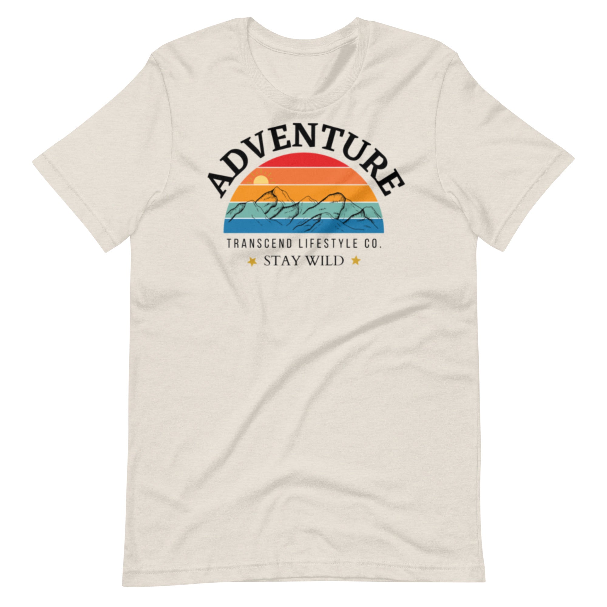 Adventure Unisex Tee in soft cotton fabric, showcasing its comfortable fit and stylish design.