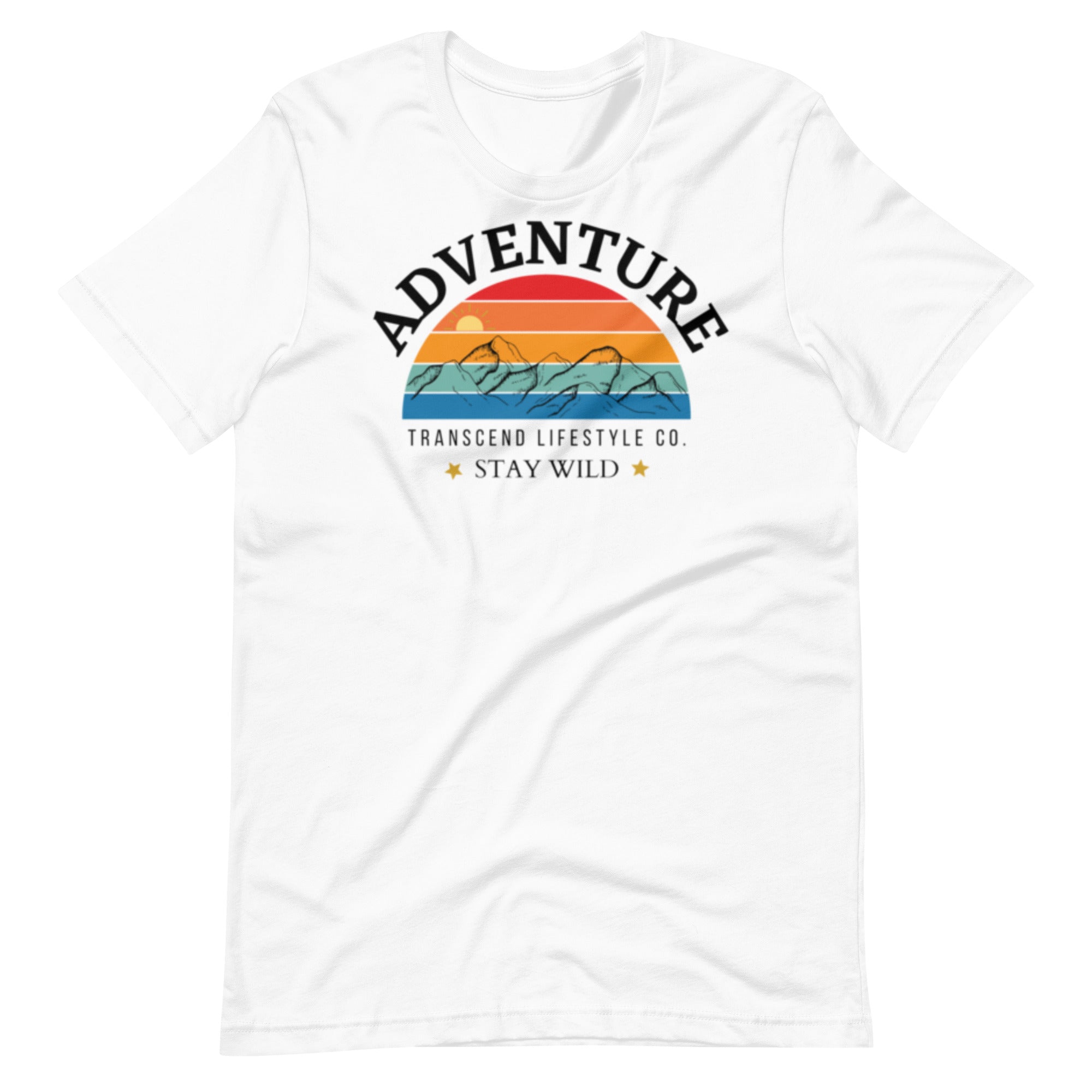 Adventure Unisex Tee in soft cotton fabric, showcasing its comfortable fit and stylish design.