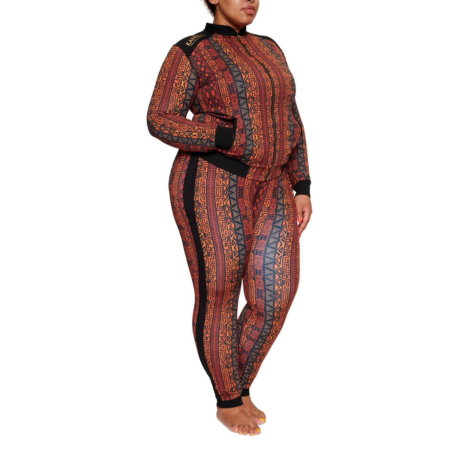 A stylish African Tracksuit featuring vibrant prints, designed for plus size and curvy women, showcasing comfort and elegance.