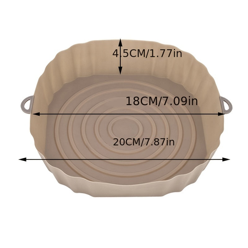 Air Fryer Usable Silicone Liner in oval shape, made of durable silicone material, designed for easy cooking and cleanup.