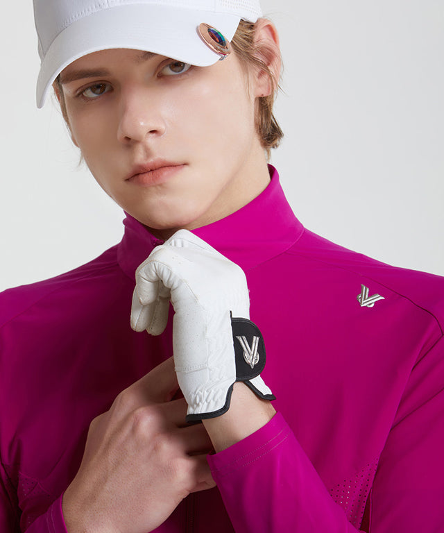 Air Punching Open Zip-up in Purple, showcasing its stylish design and breathable fabric, ideal for golf and casual wear.