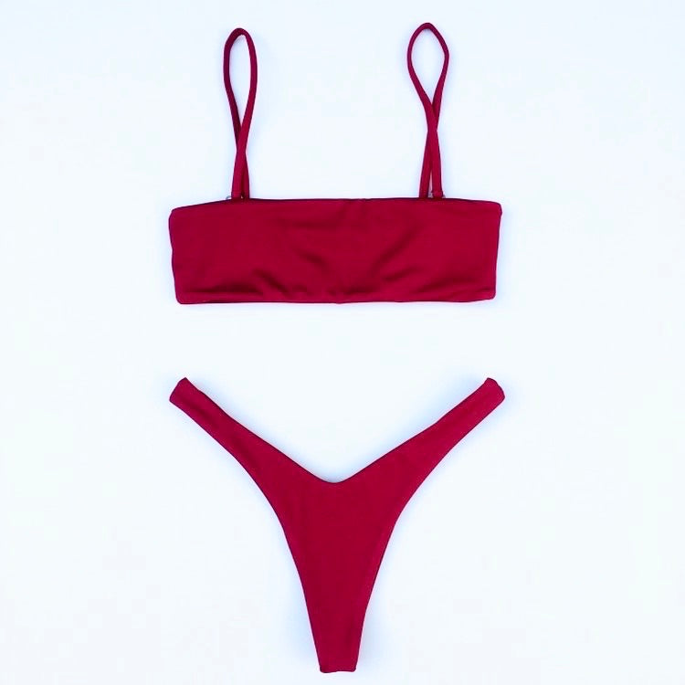 ALANA BOTTOMS in Ruby Red Shimmer, showcasing a reversible design and shimmering fabric, perfect for stylish beachwear.