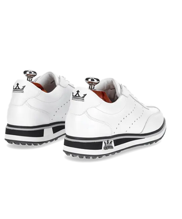 Alba White Ladies golf shoes, handcrafted in Portugal with premium waterproof leather and soft spikes outsole.