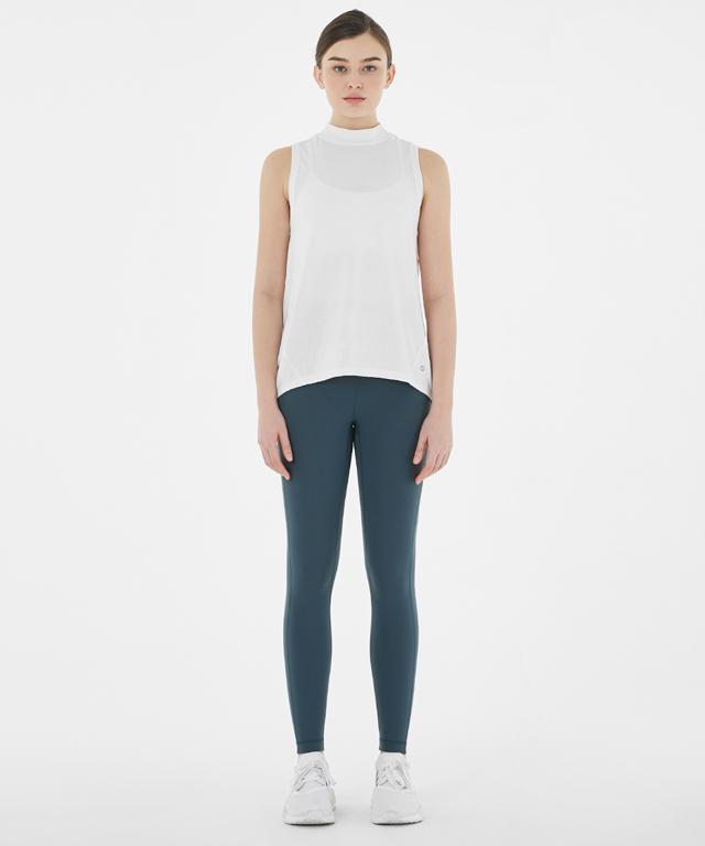 Allegro Tank featuring a stylish half-neck design and unbalanced length for body line concealment.