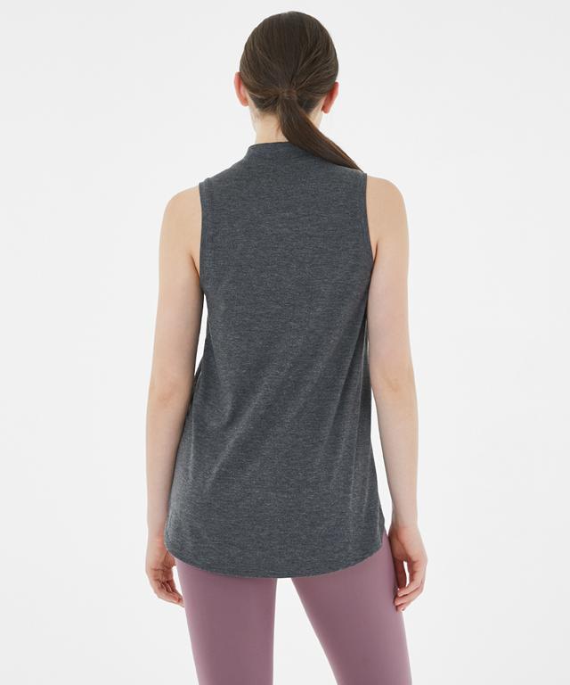 Allegro Tank featuring a stylish half-neck design and unbalanced length for body line concealment.