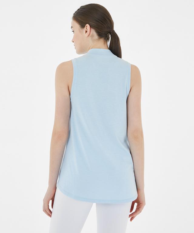 Allegro Tank featuring a stylish half-neck design and unbalanced length for body line concealment.