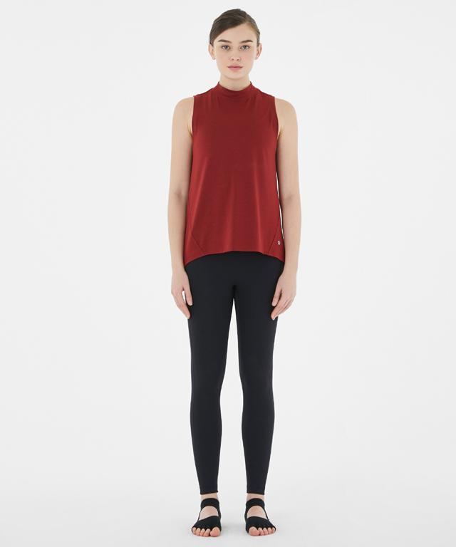 Allegro Tank featuring a stylish half-neck design and unbalanced length for body line concealment.