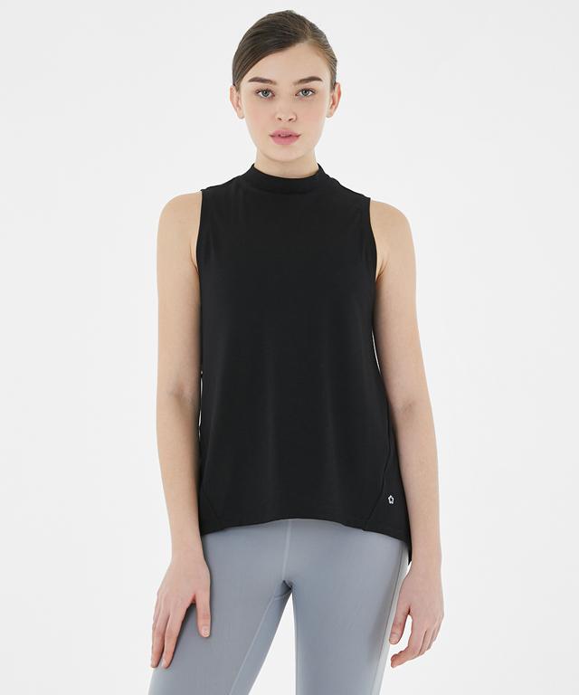 Allegro Tank featuring a stylish half-neck design and unbalanced length for body line concealment.