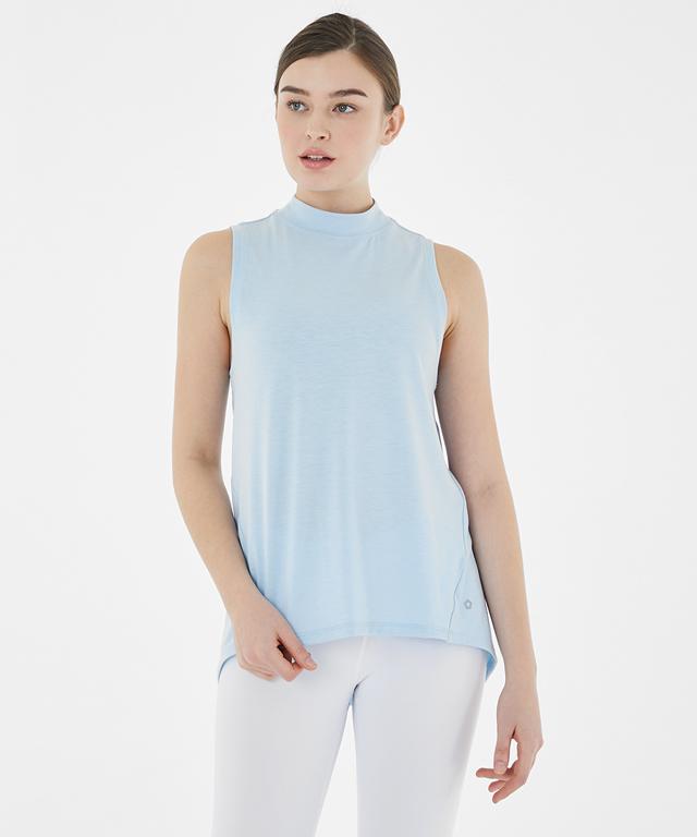 Allegro Tank featuring a stylish half-neck design and unbalanced length for body line concealment.