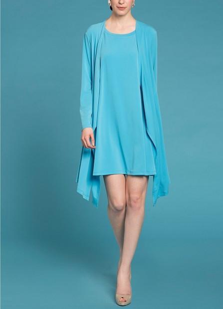 Aqua ALine Dress (Short) featuring a sleeveless design and flattering A-line silhouette, perfect for various occasions.