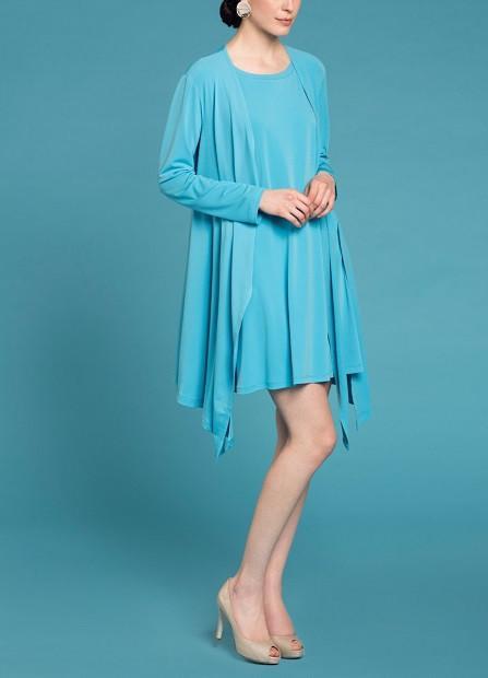 Aqua ALine Dress (Short) featuring a sleeveless design and flattering A-line silhouette, perfect for various occasions.