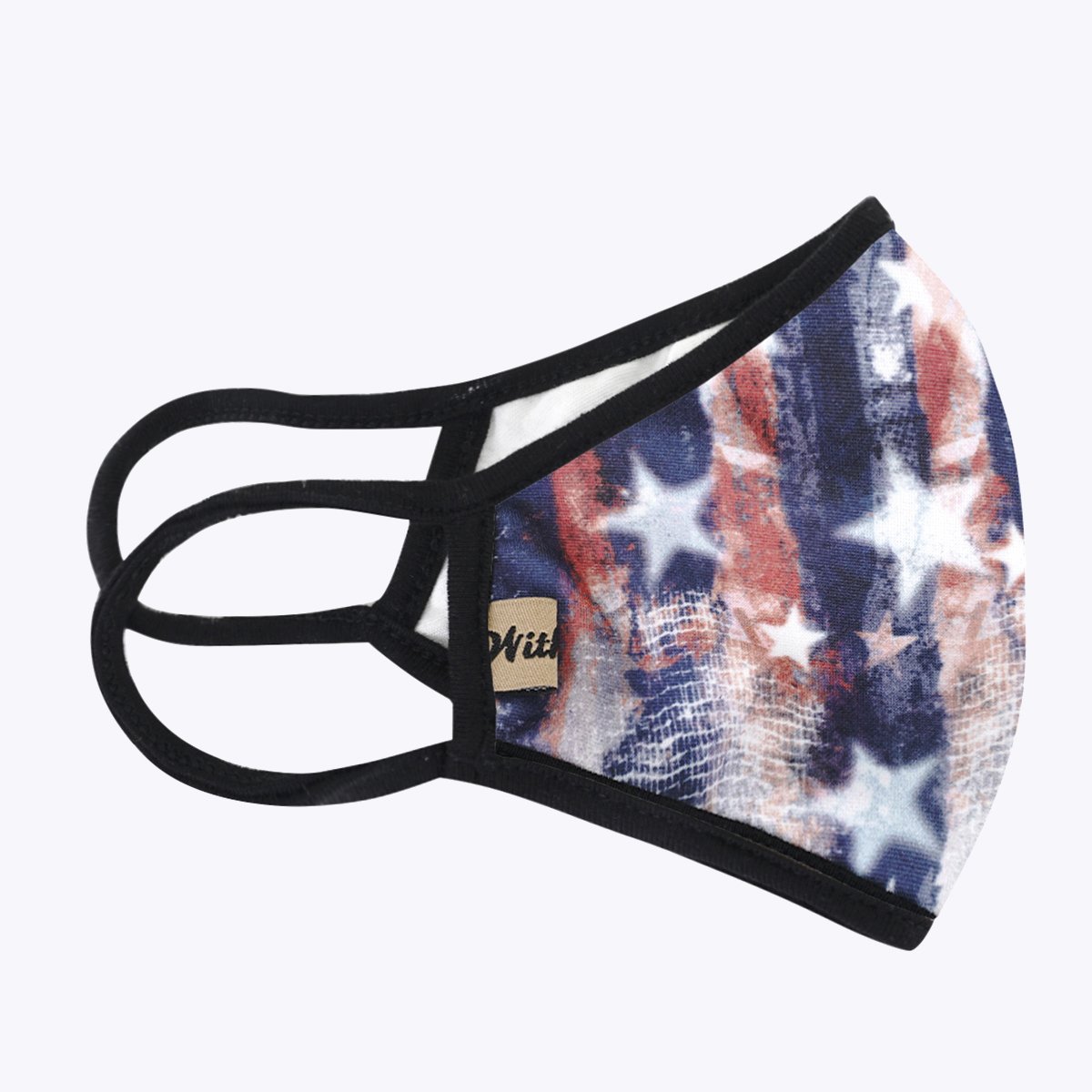 American Flag Tie Dye 3-Layered Face Cover featuring a vibrant tie-dye pattern with the American flag, designed for comfort and protection.