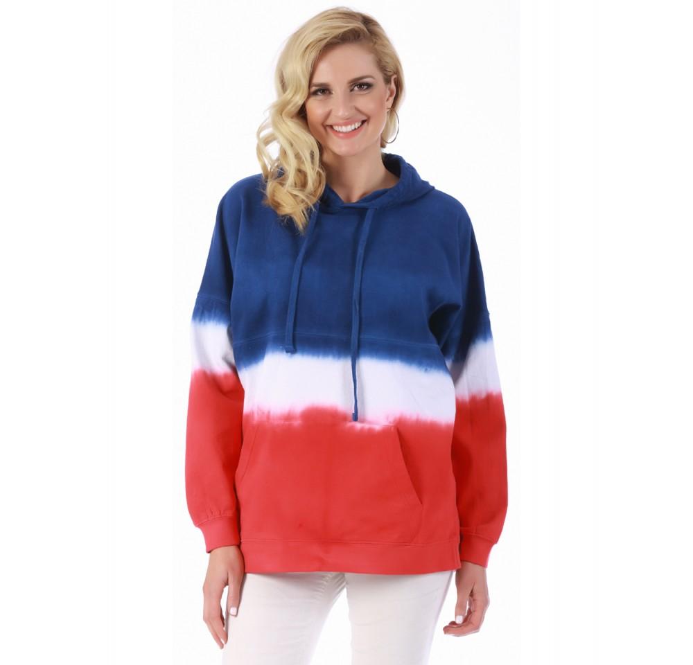 American Flag Unisex Pullover Tie Dye Hoodie showcasing vibrant colors and unique patterns, perfect for casual wear.