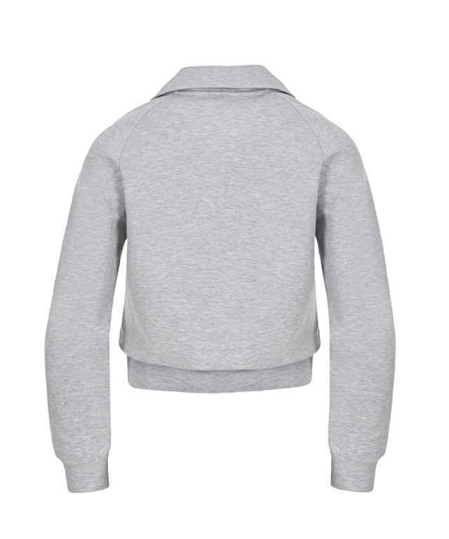 Anell Golf Airy Round Half Zip-Up in Melange Gray, showcasing its classic round detail and half zip design.