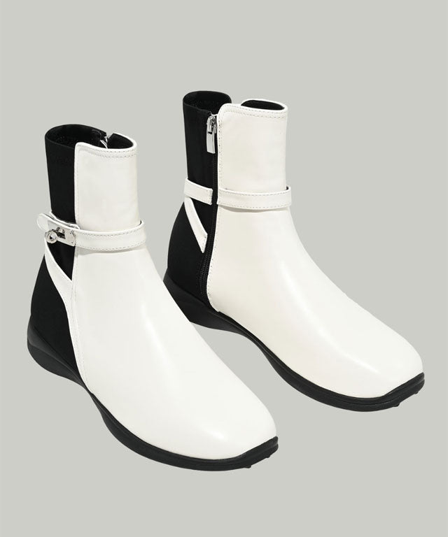 Anell Golf Classic Ankle Boots in Cream Ivory, showcasing flexible faux leather and stylish design for golfers.