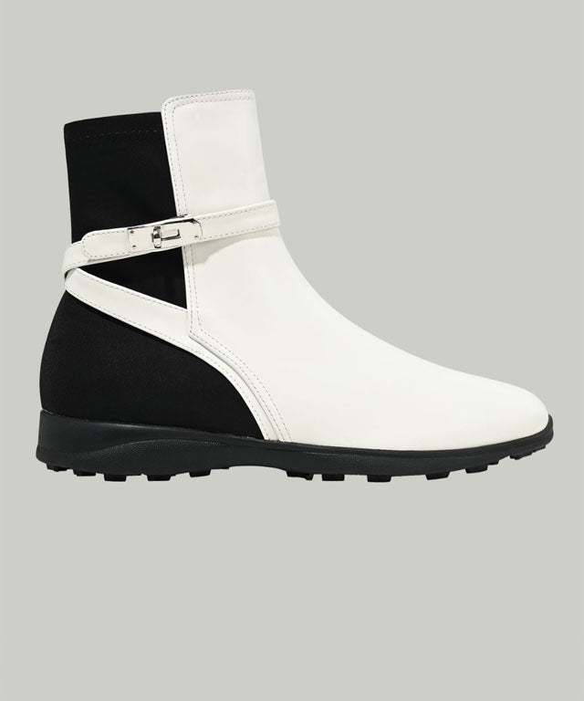 Anell Golf Classic Ankle Boots in Cream Ivory, showcasing flexible faux leather and stylish design for golfers.