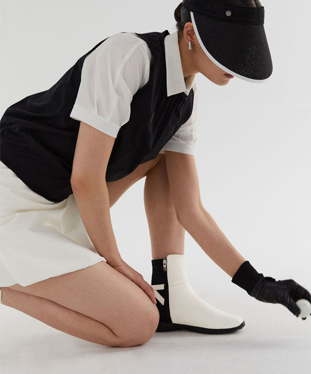 Anell Golf Classic Ankle Boots in Cream Ivory, showcasing flexible faux leather and stylish design for golfers.