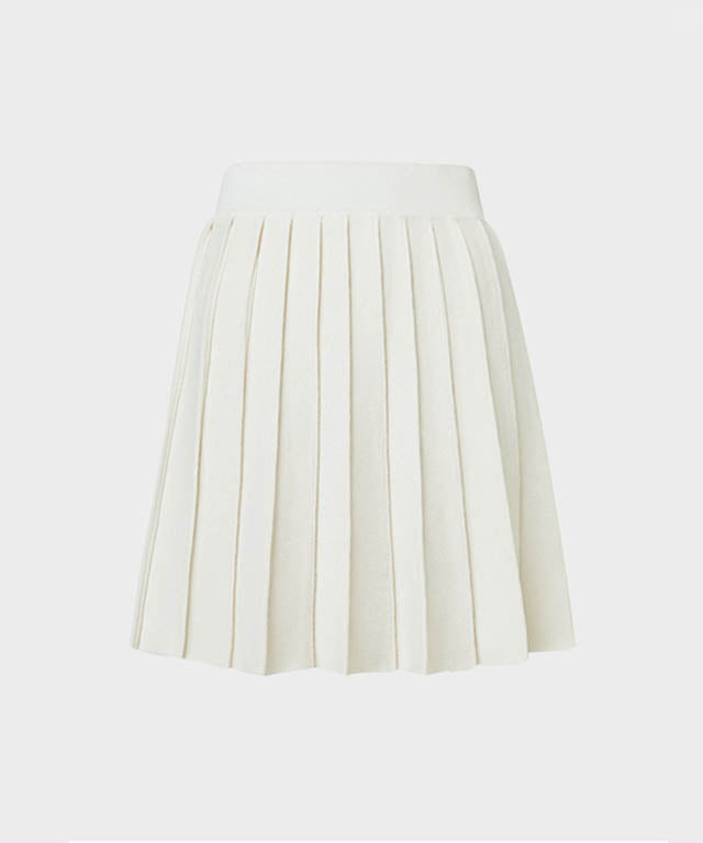 Anell Golf French Wool Skirt in Cream with pleated design and functional underpants, perfect for stylish golfing.